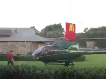 Pilot Lands Helicopter At McDonald's