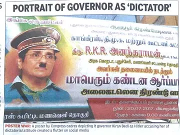 Poster by Congress shows Kiran Bedi as Adolf Hitler