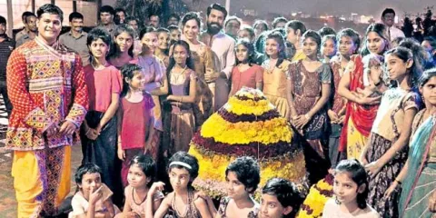 Ram charan celebrating bathukamma festival with seva samaj