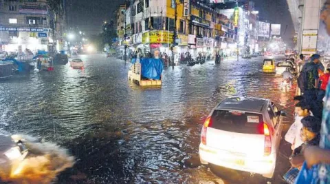 Heavy rainfall hits the city last night