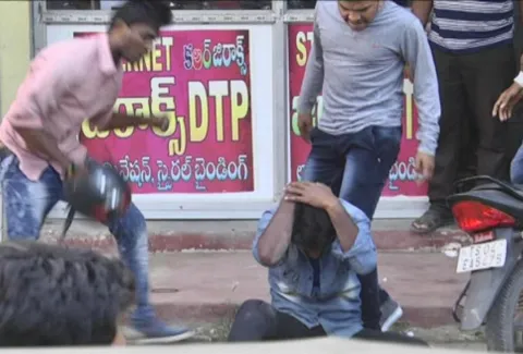 Drunken Youth attack on teacher in Khammam
