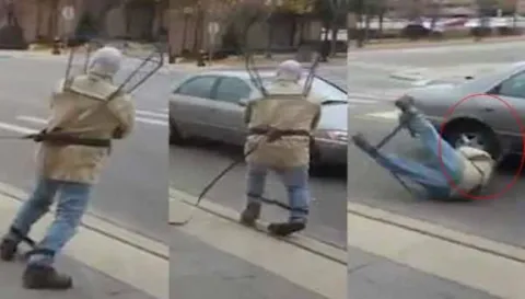 Prankster try to Scare Passing Drivers goes horribly wrong