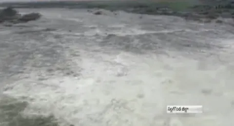 Heavy Flood Water Flow in Musi River