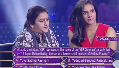 PV Sindhu in KBC ;  Big B asked a question on YSRCP