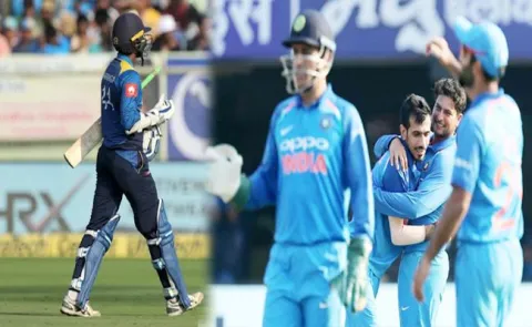 Sri Lanka set target of 216 Runs in Vizag odi - Sakshi