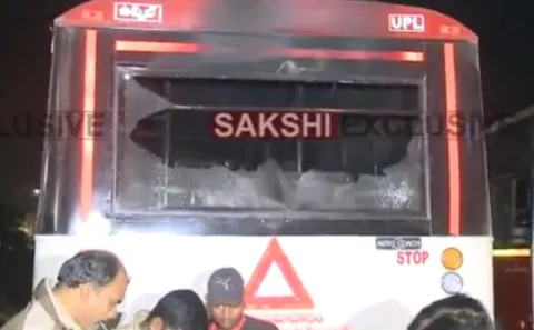 Buses Burned in Uppal - Sakshi