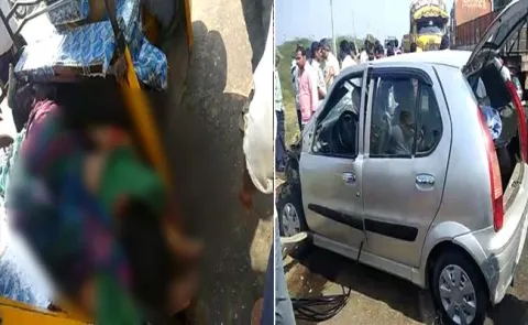 3 woman killed in auto-car hit - Sakshi