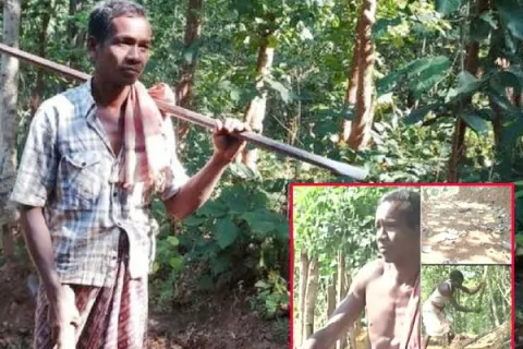 Odisha man carves 8 km long road for his children - Sakshi