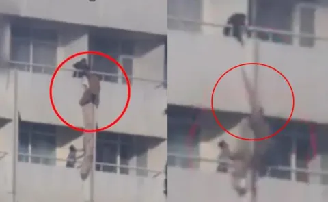 Man using bedsheets to escape Kabul hotel attack - Sakshi