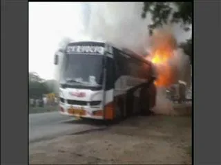 SVR Travels  Volvo Bus Catches Fire - Sakshi