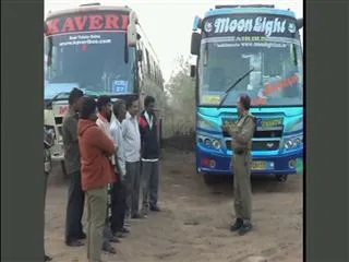 RTO officers seized 4 private travel buses - Sakshi