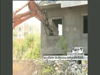 Illegal Ayyappa Society buildings razed continues on third day - Sakshi