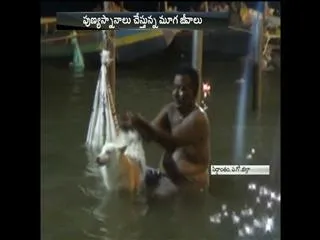 Dog Takes Pushkara bath in West Godavari - Sakshi