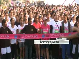 pinkathon 10k run held necklace road - Sakshi
