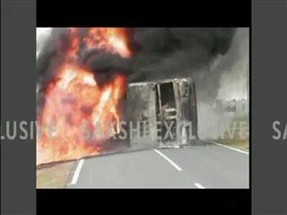 Oil tanker tanker met with an accident and blasts in Warangal - Sakshi