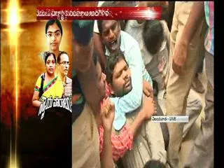 Rishiteswari suicide: Student Unions Protests in Vijayawada - Sakshi