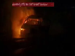 car in flames at banjarahills - Sakshi