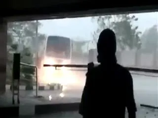 vardah cyclone hits chennai bus have been raised broken - Sakshi