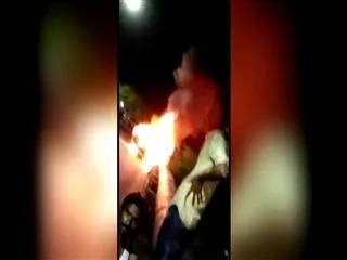 Car Burned in Vijayawada - Sakshi