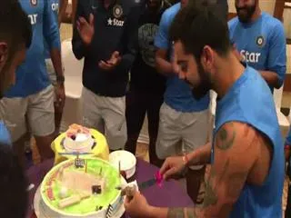 TeamIndia captain Virat Kohli celebrated his birthday with his Teammates - Sakshi