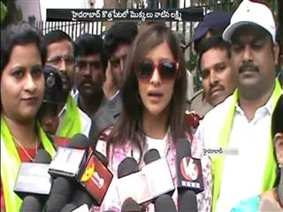 Manchu Lakshmi Participates in Haritha Haram Program at Kothapet - Sakshi