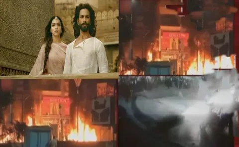 People protest at padamvati theatres in gujarat - Sakshi