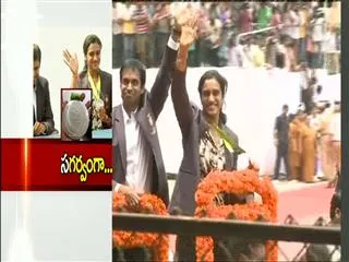 grand welcome to pv sindhu - Sakshi