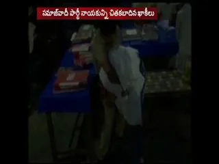 Caught on camera:UP police beat man - Sakshi