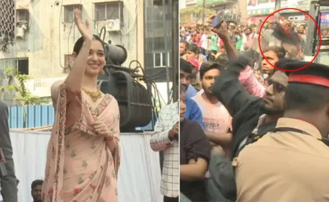 Shoe hurled at Tamannaah in Hyderabad - Sakshi