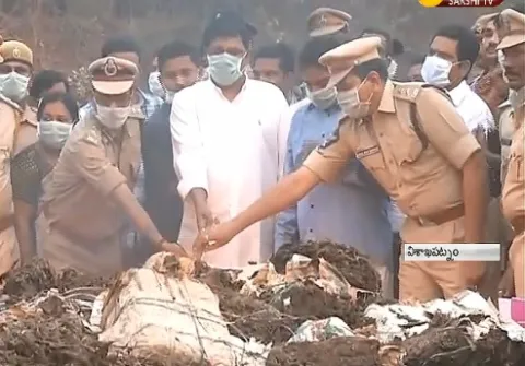 12800 kg ganja  destroyed in Vizag  - Sakshi