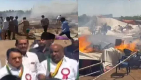 Minister Jogu Ramanna Narrowly Escapes from Fire Accident at A Event - Sakshi