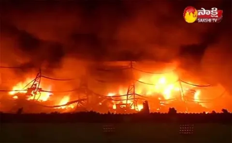 Fire Accident At Videocon Godown in Rajahmundry - Sakshi