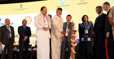 Venkaiah Naidu inaugurates CII partnership summit in Vizag - Sakshi