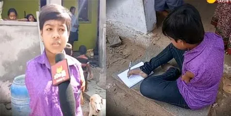 Girl born without hands  learns to write with her legs - Sakshi