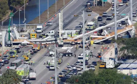 New Pedestrian Bridge Collapses kills 4 Near Miami - Sakshi