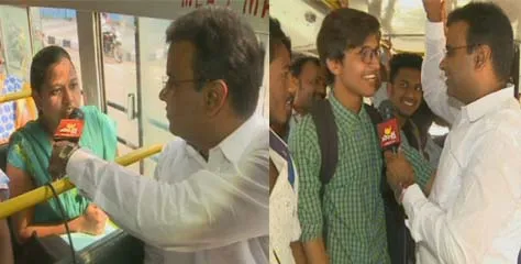 TRS MLA Vivek Journey in RTC Bus - Sakshi