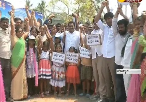 YS Jagan Human Chain Protest in Guntur - Sakshi