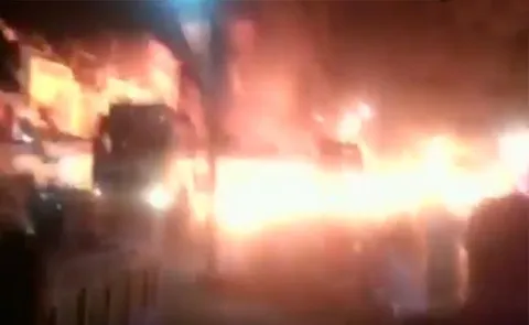 Petrol Tanker Catches Fire In MP Pump - Sakshi