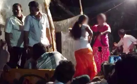 TDP Leaders Recording Dances in Thondangi Navami Celebrations - Sakshi