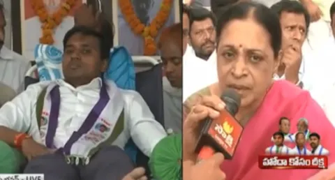 MP Mithun Reddy Mother Support to YSRCP MPs Hunger Strike - Sakshi