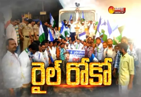 YSRCP Leaders Conduct Rail Roko in Samarlakota - Sakshi