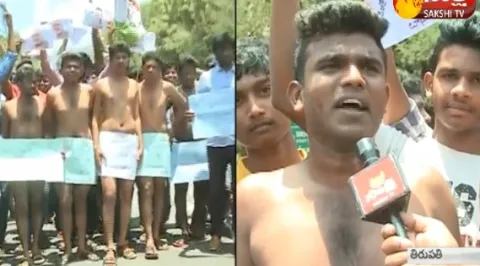 SVU Protest for Special  Status - Sakshi