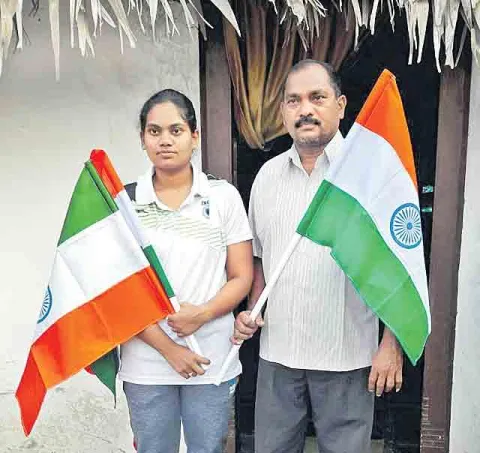 Celebrations in Weight Lifter Rahuls Native Place - Sakshi