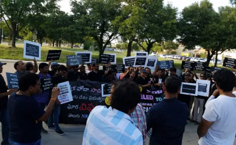 Protest against TDP Mahanadu in Dallas - Sakshi
