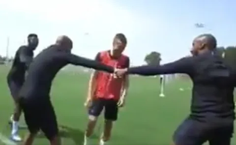 England Football players doing Kabaddi - Sakshi