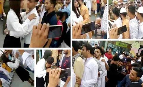 Girl hugs boys to celebrate Eid, video goes viral - Sakshi