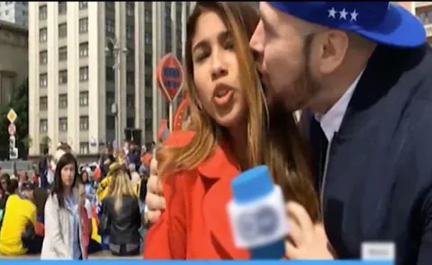 Female World Cup 2018 reporter kissed and groped on breast by fan - Sakshi