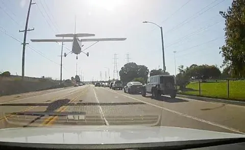 Light plane makes emergency landing on Huntington Beach - Sakshi