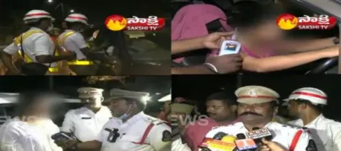Hyderabad Police Drunk and Drive At Midnight-woman hulchul - Sakshi