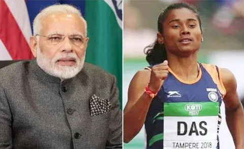 PM Narendra Modi Shared Indian Athlete Hima Das Video Goes Viral - Sakshi
